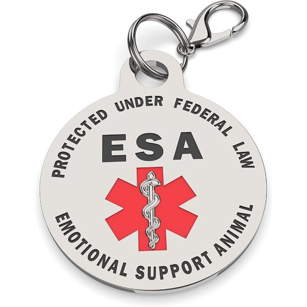 Double Sided Small Breed Emotional Support Animal ESA Tag Red Medical Alert Symb